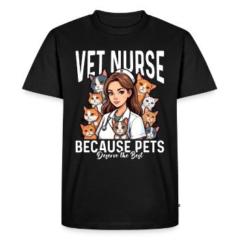 Vet Nurse Because Pets Deserve The Veterinarian - Men's Premium Organic T-Shirt - black - Front - Nico (187cm)
