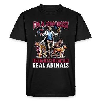 Je suis zoologiste J’ai l’occasion de passer du temps avec un scientifique animalier - T-shirt Premium bio Homme - noir - Devant - Nico (187cm)