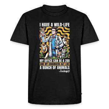 Zoologiste J’ai une vie sauvage Gardien de zoo Zoologistes - T-shirt Premium bio Homme - noir - Devant - Nico (187cm)