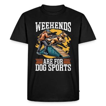 Les week-ends d’entraînement d’agility canin sont destinés aux sports canins - T-shirt Premium bio Homme - noir - Devant - Nico (187cm)