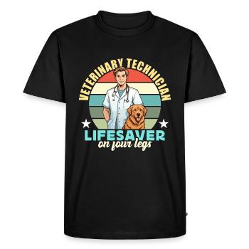 Veterinary Technician Lifesaver On Veterinarian - Men's Premium Organic T-Shirt - black - Front - Nico (187cm)