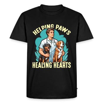 Veterinary Technician Helping Paws Animal Lover - Men's Premium Organic T-Shirt - black - Front - Nico (187cm)