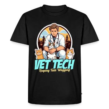Vet Tech Keeping Tails Wagging Veterinary Medicine - Men's Premium Organic T-Shirt - black - Front - Nico (187cm)
