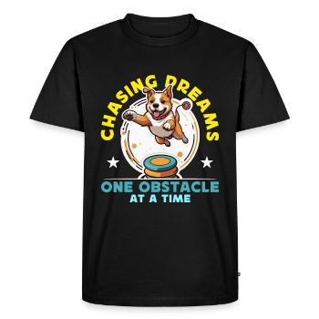 Dressage d’agilité canine À la poursuite des rêves Un sport canin - T-shirt Premium bio Homme - noir - Devant - Nico (187cm)
