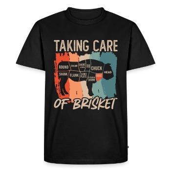 Brisket Barbeque Taking Care Of Brisket Meat Lover - Men's Premium Organic T-Shirt - black - Front - Nico (187cm)