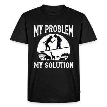 Zoologiste Mon problème Ma solution Pictogramme Papa Maman - T-shirt Premium bio Homme - noir - Devant - Nico (187cm)