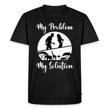 Zoologiste Mon problème Ma solution Pictogramme Maman Papa - T-shirt Premium bio Homme - noir - Devant - Nico (187cm)