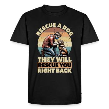 Refuge pour animaux Sauver un chien Ils vont Amoureux des animaux - T-shirt Premium bio Homme - noir - Devant - Nico (187cm)