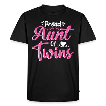 Fière tante des jumeaux bébé annonce de grossesse - T-shirt Premium bio Homme - noir - Devant - Nico (187cm)