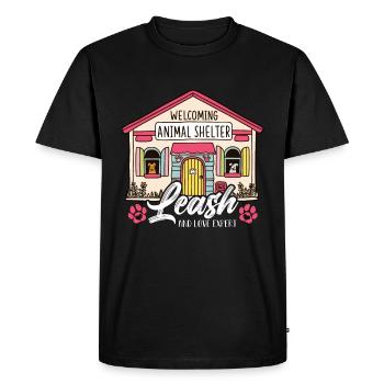 Refuge pour animaux Laisse Et Amour Expert Chien Propriétaire - T-shirt Premium bio Homme - noir - Devant - Nico (187cm)