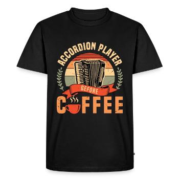 Accordéoniste avant l’amateur de café de musique folklorique - T-shirt Premium bio Homme - noir - Devant - Nico (187cm)