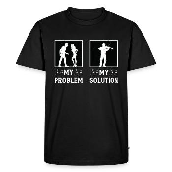 Violoniste Mon problème Ma solution Pictogramme Papa - T-shirt Premium bio Homme - noir - Devant - Nico (187cm)