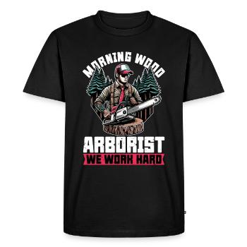 Arborist Morning Wood Spécialiste des arbres - T-shirt Premium bio Homme - noir - Devant - Nico (187cm)