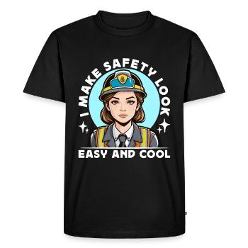 Agent de sécurité Je donne l’impression que la sécurité est facile Application de la loi - T-shirt Premium bio Homme - noir - Devant - Nico (187cm)