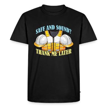 Safety Officer Safe And Sound Thank Safety Manager - Men's Premium Organic T-Shirt - black - Front - Nico (187cm)