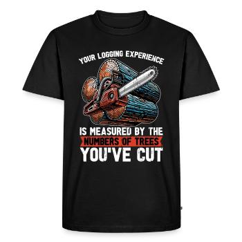 Votre expérience de l’exploitation forestière est Bûcheron - T-shirt Premium bio Homme - noir - Devant - Nico (187cm)
