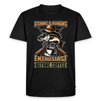 Amateur de pêche et de chasse avant la chasse Café - T-shirt Premium bio Homme - noir - Devant - Nico (187cm)