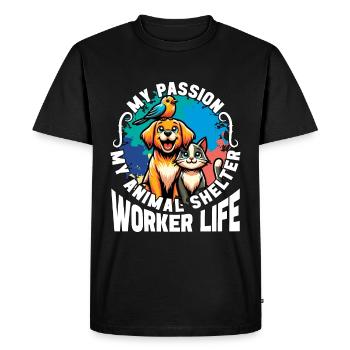 Refuge pour animaux Ma passion Ma maison d’accueil pour animaux - T-shirt Premium bio Homme - noir - Devant - Nico (187cm)