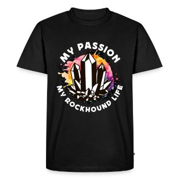 Rockhounding Ma passion Ma paléontologie Rockhound - T-shirt Premium bio Homme - noir - Devant - Nico (187cm)