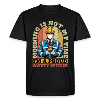 Safety Officer Morning Is Not My Time Security - Men's Premium Organic T-Shirt - black - Front - Nico (187cm)
