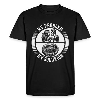 Chasseur de fossiles Mon problème Mon pictogramme Papa Maman - T-shirt Premium bio Homme - noir - Devant - Nico (187cm)