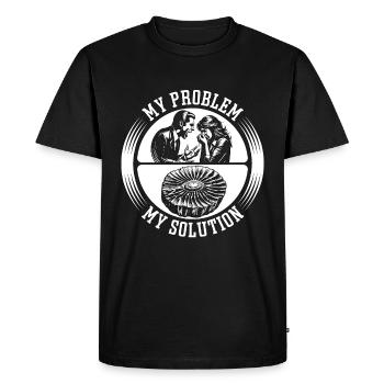 Chasseur de fossiles Mon problème Mon pictogramme Maman Papa - T-shirt Premium bio Homme - noir - Devant - Nico (187cm)