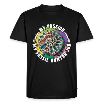 Chasseur de fossiles Ma passion Ma chasse aux fossiles Géologie - T-shirt Premium bio Homme - noir - Devant - Nico (187cm)
