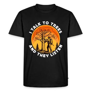 Arborist I Talk To Trees And They Tree Technician - Men's Premium Organic T-Shirt - black - Front - Nico (187cm)