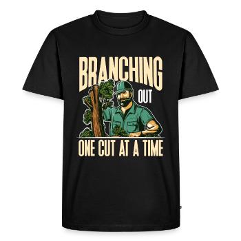 Arborist Branching Out One Cut At A Forest Worker - Men's Premium Organic T-Shirt - black - Front - Nico (187cm)