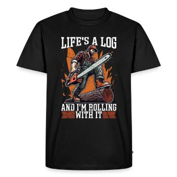 Logging Life's A Log And I'm Rolling With Arborist - Men's Premium Organic T-Shirt - black - Front - Nico (187cm)