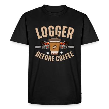 Logger Before Coffee Tree Climber Coffee Lover - Men's Premium Organic T-Shirt - black - Front - Nico (187cm)
