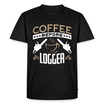 Logging Coffee Woodworker Coffee Lover Logger - Men's Premium Organic T-Shirt - black - Front - Nico (187cm)