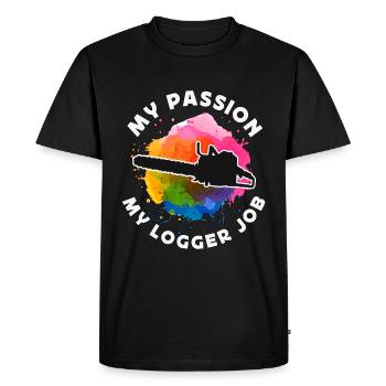 Logging My Passion My Logger Job Arborist Logger - Men's Premium Organic T-Shirt - black - Front - Nico (187cm)