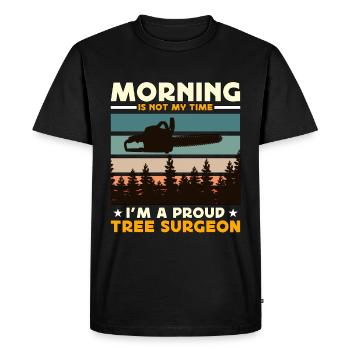 Chirurgiens arboricoles Le matin n'est pas mon heure, je suis arboriculteur - T-shirt Premium bio Homme - noir - Devant - Nico (187cm)