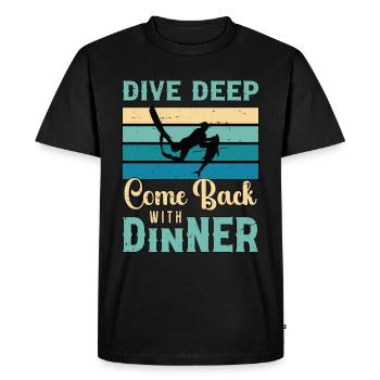 Chasse sous-marine Plongée profonde Retour amateur de pêche - T-shirt Premium bio Homme - noir - Devant - Nico (187cm)