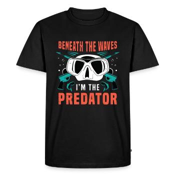 Chasse sous-marine sous les vagues Je suis le pêcheur - T-shirt Premium bio Homme - noir - Devant - Nico (187cm)