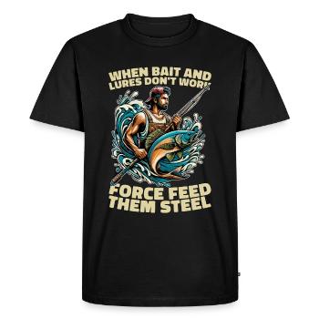 Chasse sous-marine quand les appâts et les leurres aiment l’apnée - T-shirt Premium bio Homme - noir - Devant - Nico (187cm)