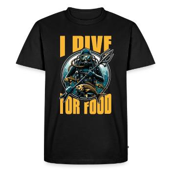 Chasse sous-marine Je plonge pour la nourriture Amateur de pêche - T-shirt Premium bio Homme - noir - Devant - Nico (187cm)