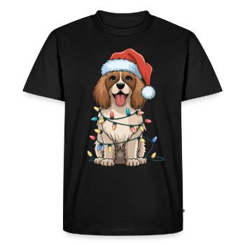 Bedlington Terrier Christmas Lights Xmas Dogs Gift - Men's Premium Organic T-Shirt - black - Front - Nico (187cm)