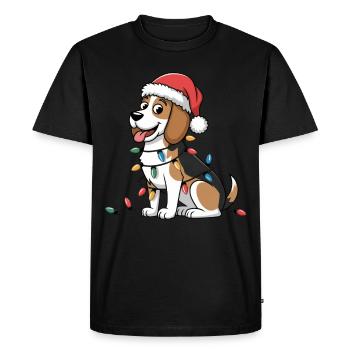 Beagle Noël lumières Noël chiens cadeaux pour femmes - T-shirt Premium bio Homme - noir - Devant - Nico (187cm)