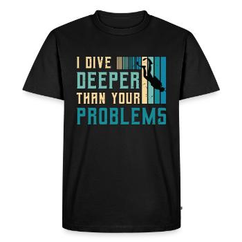 Plongée sous-marine Je plonge plus profondément que le nageur de snorkeling - T-shirt Premium bio Homme - noir - Devant - Nico (187cm)
