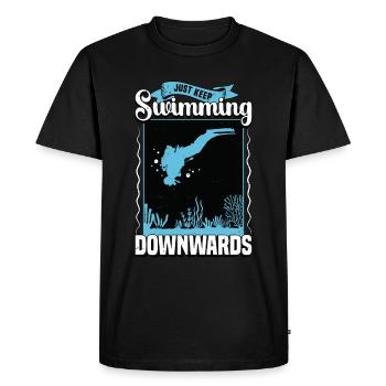 Scuba Diving Just Keep Swimming Downward Swimmer - Men's Premium Organic T-Shirt - black - Front - Nico (187cm)