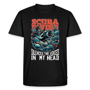 La plongée sous-marine fait taire les voix Sports nautiques - T-shirt Premium bio Homme - noir - Devant - Nico (187cm)