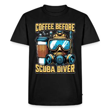 Café de plongée sous-marine avant le nageur Amateur de café - T-shirt Premium bio Homme - noir - Devant - Nico (187cm)