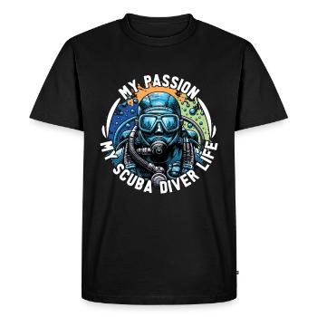 Plongée sous-marine Ma passion Mon plongeur Plongée en apnée - T-shirt Premium bio Homme - noir - Devant - Nico (187cm)