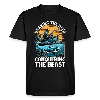 Chasse au requin Braver les amours profondes Paléontologie - T-shirt Premium bio Homme - noir - Devant - Nico (187cm)