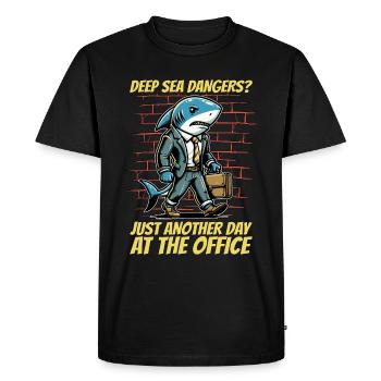 Chasse au requin Dangers des grands fonds marins Chasse aux fossiles - T-shirt Premium bio Homme - noir - Devant - Nico (187cm)