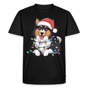 Collie Noël lumières Noël chiens cadeaux pour hommes - T-shirt Premium bio Homme - noir - Devant - Nico (187cm)