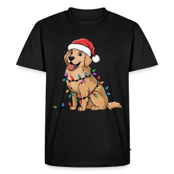 Golden Retriever Christmas Lights Xmas Dogs Gifts - Men's Premium Organic T-Shirt - black - Front - Nico (187cm)