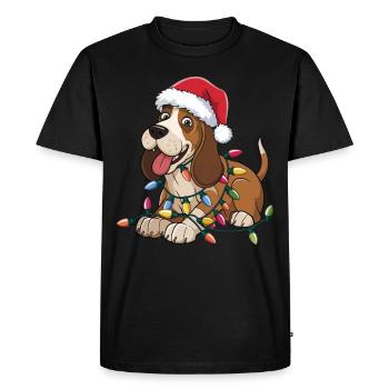 Coonhound Noël Lumières Noël Chiens Cadeaux pour hommes - T-shirt Premium bio Homme - noir - Devant - Nico (187cm)